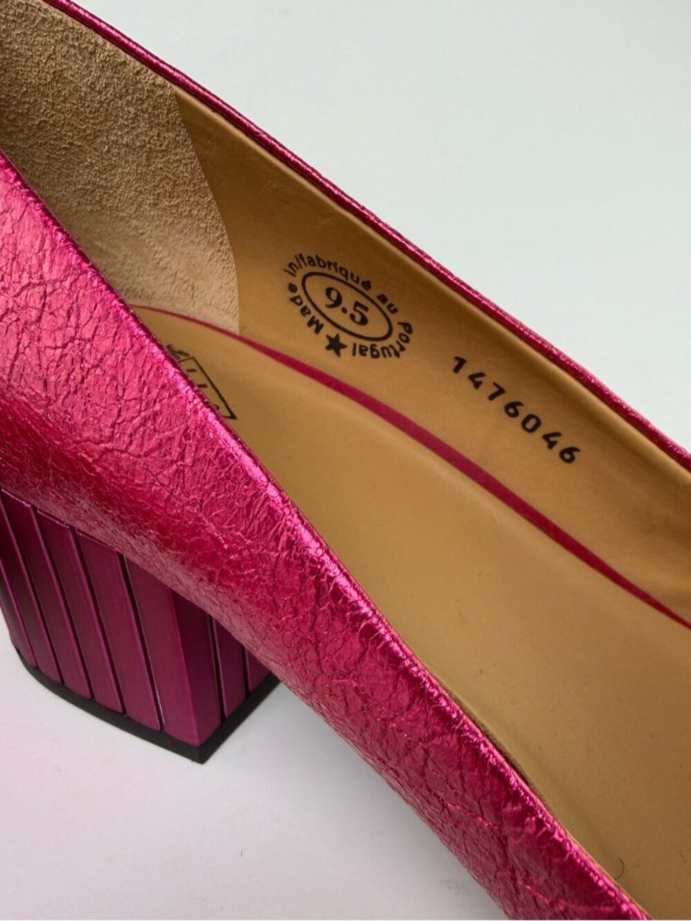 John Fluevog Bebe Metallic Pink Pump with Block Heel Size 9.5 - Picture 11 of 14